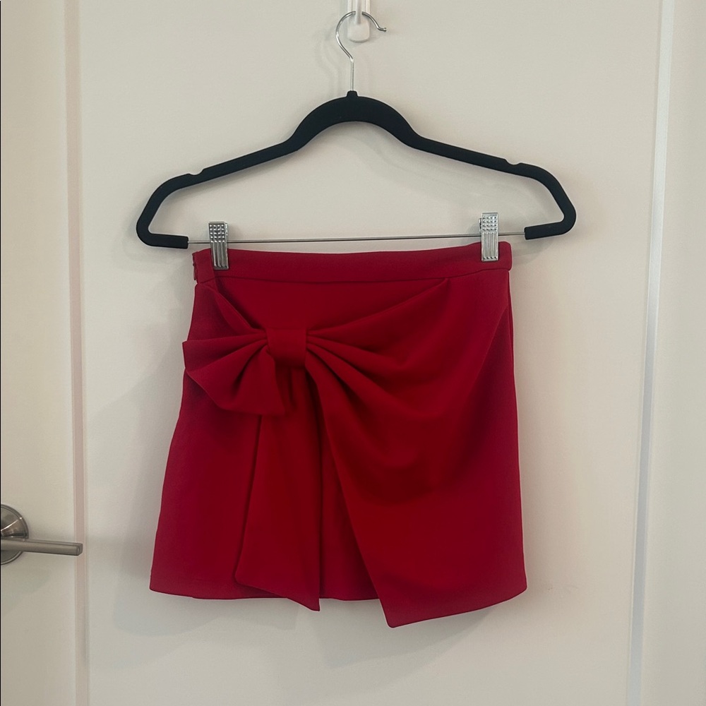 Red Bow Detail Mini Skirt